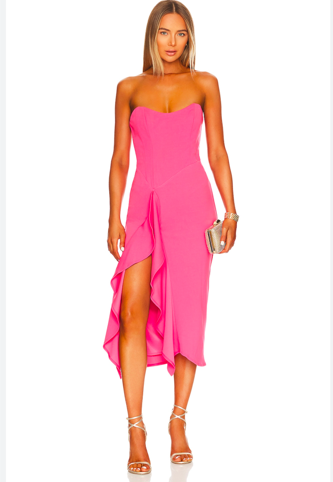 Nwt Rowan Dress In Pink Punch Ruffle Katie May Size S Msrp $375